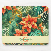 トロピカルパーソナライズされた鮮やかクリスマスポインセチア マウスパッド (正面)