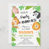 トロピカルパーティーアニマルズサファリジャングル招待状 招待状 (正面)
