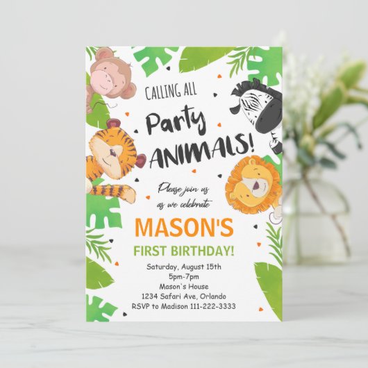 トロピカルパーティーアニマルズサファリジャングル招待状 招待状 (スタンド正面)
