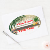 トロピカルパーティーティキハットオーバルステッカー2 楕円形シール (封筒)