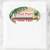 トロピカルパーティーティキハットオーバルステッカー2 楕円形シール (バッグ)