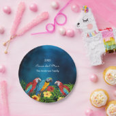 トロピカルパーティーブルーのパロットハウスの家名 ペーパープレート (パーティー)