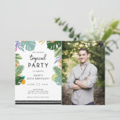 トロピカルパーティールアウ（ハワイ式宴会）アロハマン誕生日招待状 招待状 (スタンド正面)