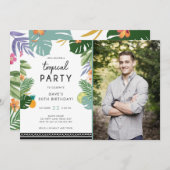 トロピカルパーティールアウ（ハワイ式宴会）アロハマン誕生日招待状 招待状 (正面/裏面)