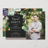 トロピカルパーティールアウ(ハワイ式宴会)アロハマン誕生日招待状 招待状 (正面/裏面)