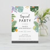 トロピカルパーティールアウ（ハワイ式宴会）アロハメン誕生日招待状 招待状 (スタンド正面)