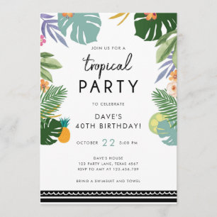 トロピカルパーティールアウ（ハワイ式宴会）アロハメン誕生日招待状 招待状
