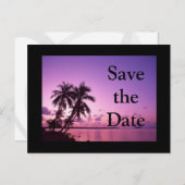 トロピカルパープルの日付を保存 案内ポストカード (正面/裏面)