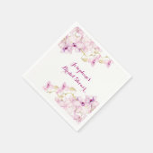 トロピカルパープルオーキッドフローラブライダルシャワー スタンダードカクテルナプキン (角)