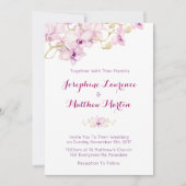 トロピカルパープルオーキッドフローラ結婚式招待状 招待状 (正面)