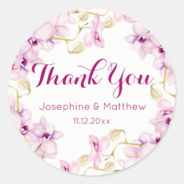 トロピカルパープルオーキッド結婚フローラサンキュー ラウンドシール