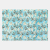 トロピカルパープルグリーン離れ金ゴールド ラッピングペーパーシート (正面3)