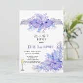 トロピカルパープルブルーパームリーフブランチ&バブリー 招待状 (スタンド正面)