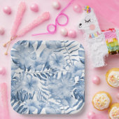 トロピカルパープルブルーフローラブライダルシャワー ペーパープレート (パーティー)