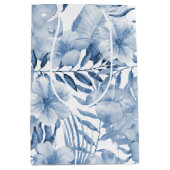 トロピカルパープルブルーフローラブライダルシャワー ミディアムペーパーバッグ (正面)