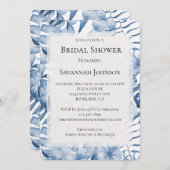 トロピカルパープルブルーフローラブライダルシャワー 招待状 (正面/裏面)