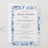 トロピカルパープルブルーフローラブライダルシャワー 招待状 (正面)