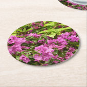 トロピカルパープルブーゲンビリアフローラ ラウンドペーパーコースター (アングル)