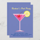 トロピカルパープルプールパーティの招待状 招待状 (正面/裏面)