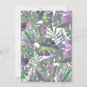 トロピカルパープル結婚ウォーターカラー 招待状 (裏面)