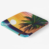トロピカルパームかわいらしツリーと海サンセット ペーパープレート (傾斜あり)