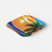 トロピカルパームかわいらしツリーと海サンセット ペーパープレート (傾斜あり)