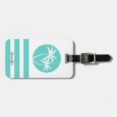 トロピカルパームとストライプお名前の付いたホテル ラゲッジタグ (正面横)