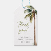 トロピカルパームとビーチのブライズシャワー感謝祭 ギフトタグ (正面)