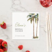 トロピカルパームとビーチ ブライダルシャワーナプキン スタンダードカクテルナプキン (インサイチュ)