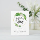 トロピカルパームと緑のリース保存日 案内ポストカード (スタンド正面)