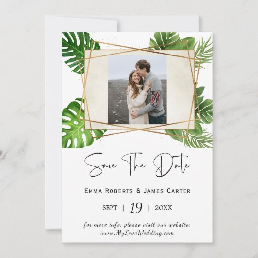 トロピカルパームの写真でSave the Date セーブザデート (正面)