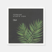 トロピカルパームの夜空モダンミニマリストウェディング スタンダードカクテルナプキン (正面)