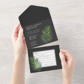 トロピカルパームの夜空モダン ミニマル ウェディング オールインワン招待状 (貼ってはがせる)