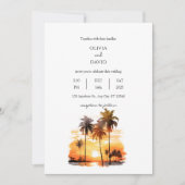 トロピカルパームの木々とビーチサンセット結婚に対して 招待状 (正面)