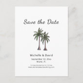 トロピカルパームの木々のスケッチ結婚式の日付を保存 案内ポストカード (正面)