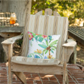 トロピカルパームの木とフローラ水彩 アウトドアクッション (椅子)