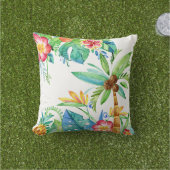 トロピカルパームの木とフローラ水彩 アウトドアクッション (芝生)
