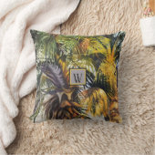 トロピカルパームの木のオリジナル絵画ズからモノグラム クッション (ブランケット)