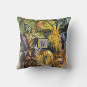 トロピカルパームの木のオリジナル絵画ズからモノグラム クッション (裏面)