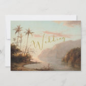 トロピカルパームの木のビンテージ結婚式の日付を保存 セーブザデート (裏面)