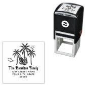 トロピカルパームの木、カモメの家族の名前アドレスSQ セルフインキングスタンプ (インサイチュ)