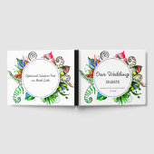 トロピカルパームはっきりしたリーフリースズ結婚モノグラム ゲストブック (全面)