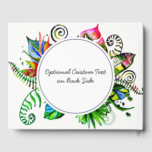 トロピカルパームはっきりしたリーフリースズ結婚モノグラム ゲストブック (裏面)