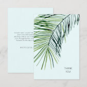 トロピカルパームアイスブルー結婚の感謝 サンキューカード (正面/裏面)