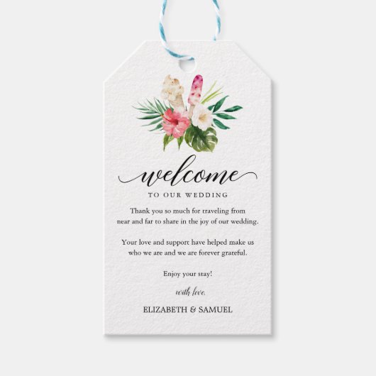 トロピカルパームアイス結婚クリームの書道へようこそ ギフトタグ (正面)