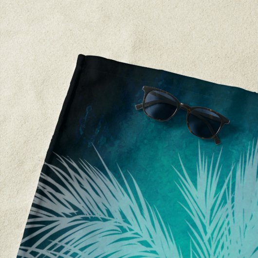 トロピカルパームアクアブルーパーソナライズされたビーチタオル ビーチタオル (インサイチュ)