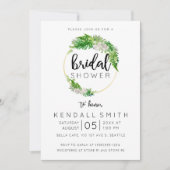 トロピカルパームアンドグリーンリースブライダルシャワー 招待状 (正面)