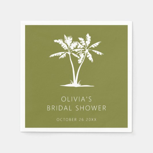 トロピカルパームアンドビーチブライダルシャワーナプキンス スタンダードカクテルナプキン (正面)