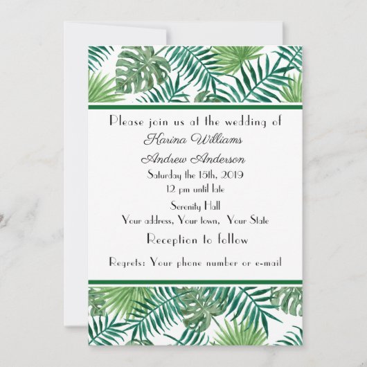 トロピカルパームウェディング フラット 発表カード 案内状 (正面)