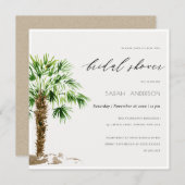 トロピカルパームウォーターカラーブライダルシャワー招待状 サンキューカード (正面/裏面)